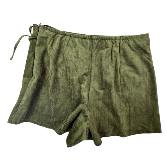 NEW Francescas Wrap it up Skirt Skort Women Large Army Green Ultra Suede Vegan - Picture 3 of 9